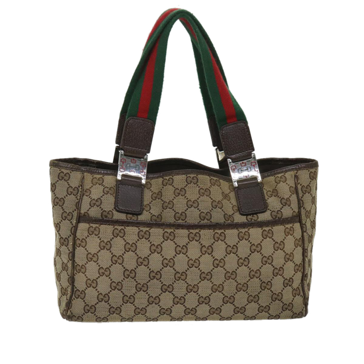 GUCCI GG Canvas Web Sherry Line Tote Bag Beige Red Green 145810 yk9155