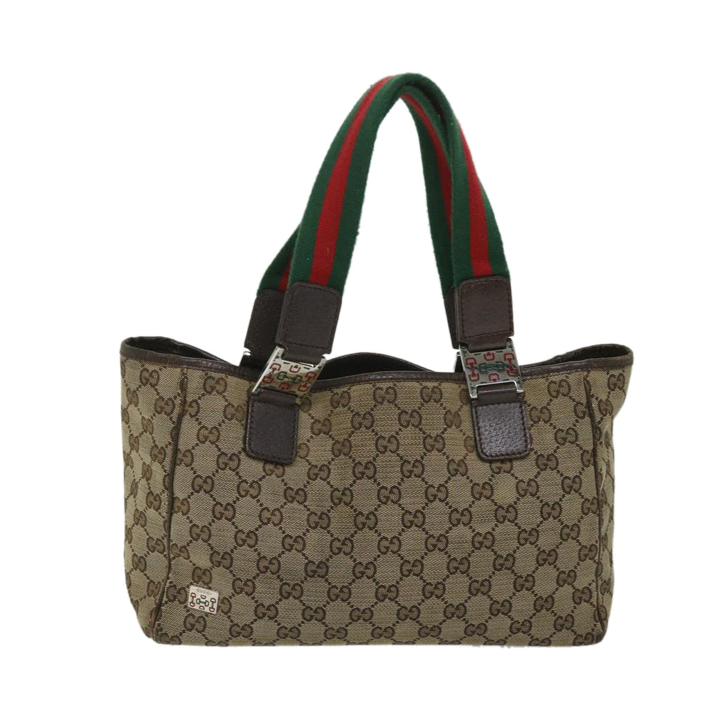 GUCCI GG Canvas Web Sherry Line Tote Bag Beige Red Green 145810 yk9155