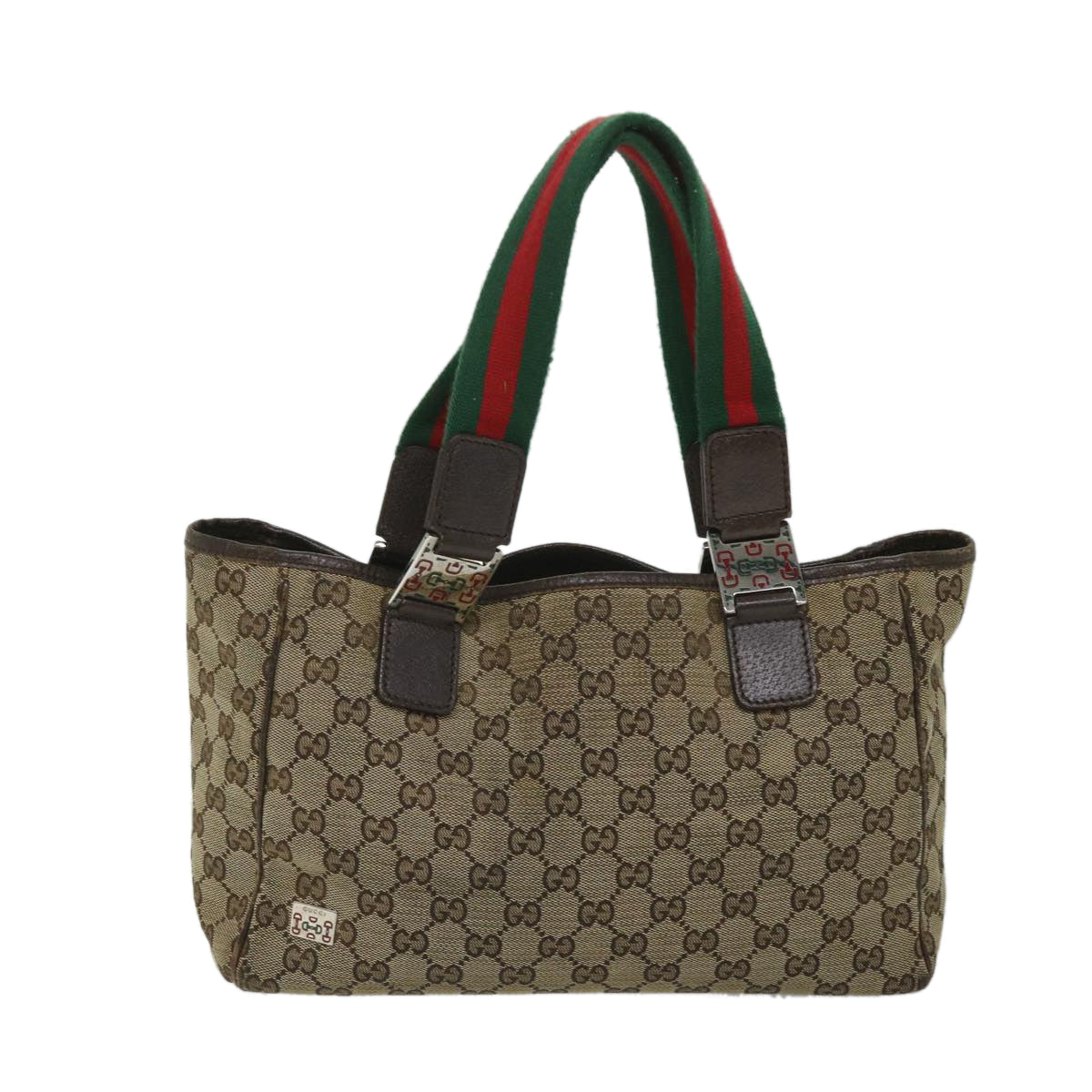 GUCCI GG Canvas Web Sherry Line Tote Bag Beige Red Green 145810 yk9155