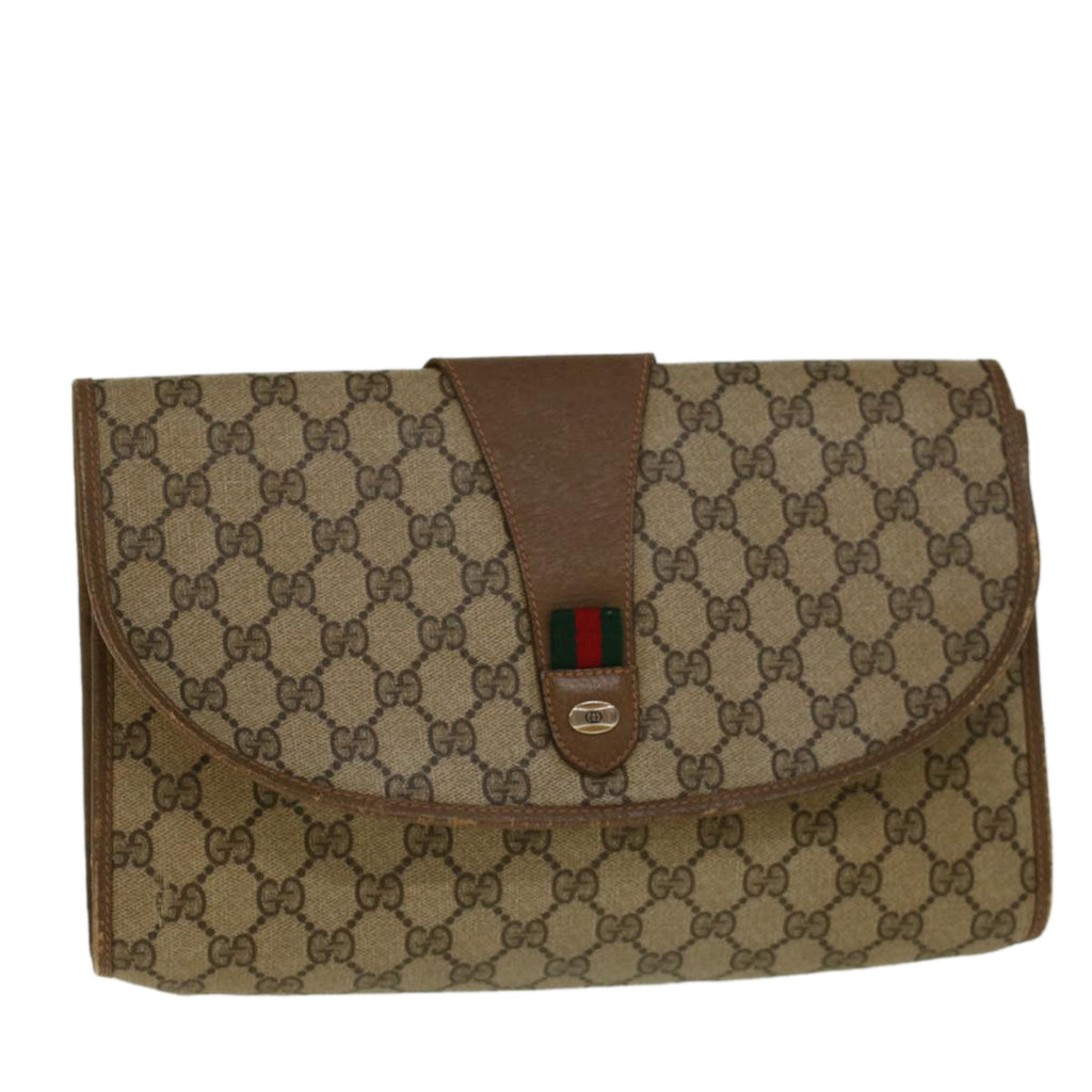 GUCCI GG Supreme Web Sherry Line Clutch Bag Beige Red 89 01 031 yk9173