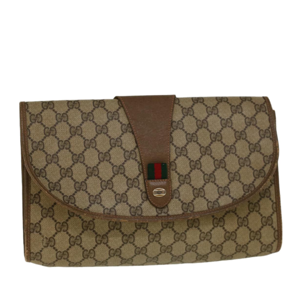 GUCCI GG Supreme Web Sherry Line Clutch Bag Beige Red 89 01 031 yk9173