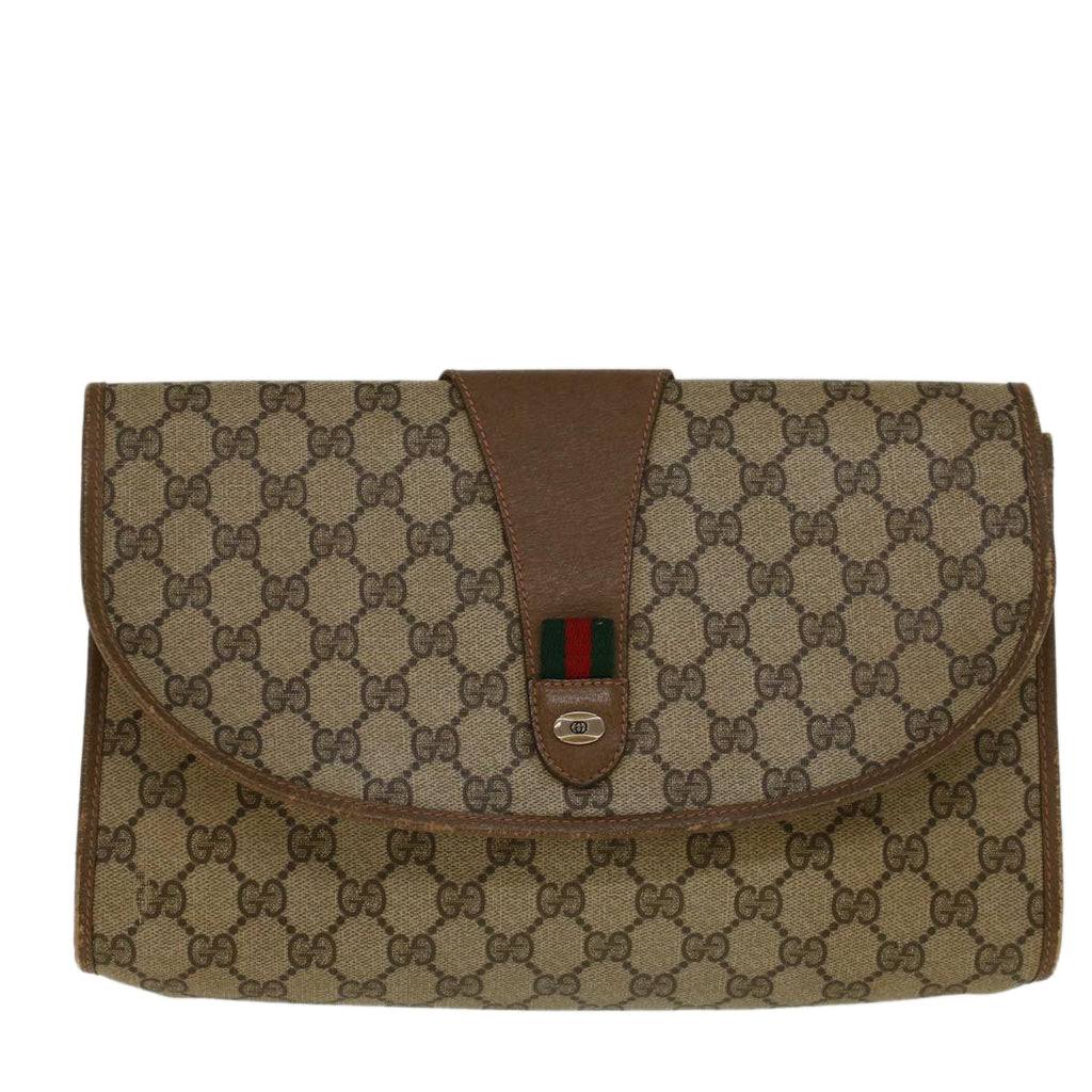 GUCCI GG Supreme Web Sherry Line Clutch Bag Beige Red 89 01 031 yk9173