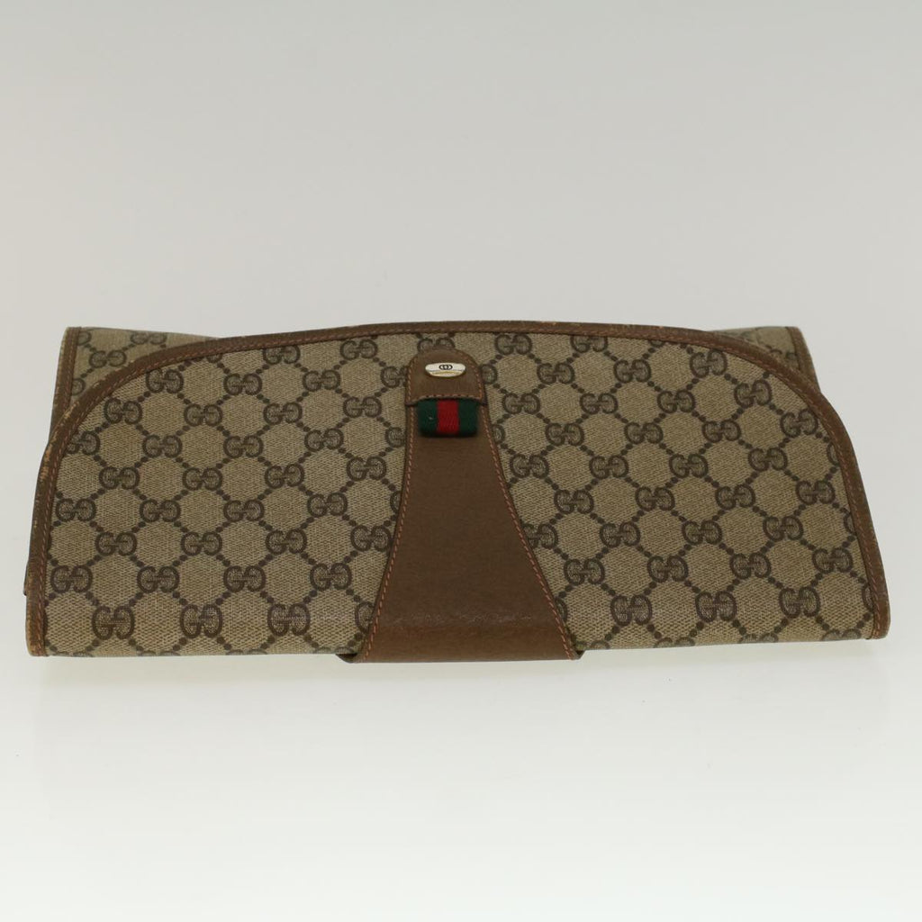 GUCCI GG Supreme Web Sherry Line Clutch Bag Beige Red 89 01 031 yk9173