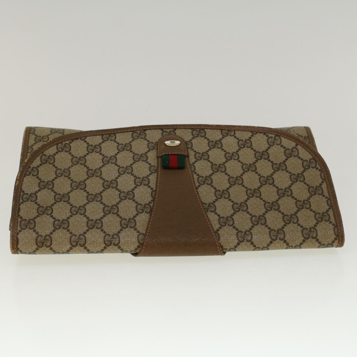 GUCCI GG Supreme Web Sherry Line Clutch Bag Beige Red 89 01 031 yk9173