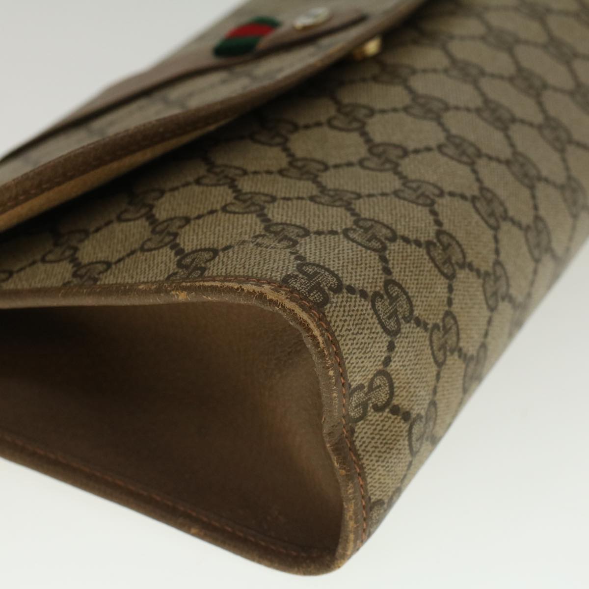 GUCCI GG Supreme Web Sherry Line Clutch Bag Beige Red 89 01 031 yk9173