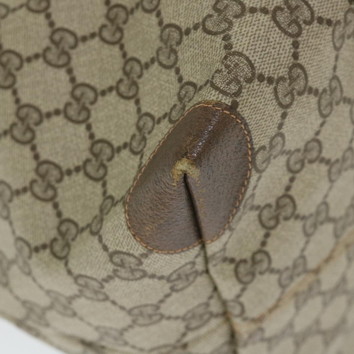 GUCCI GG Canvas Web Sherry Line Boston Bag PVC Leather Beige Green yk9187