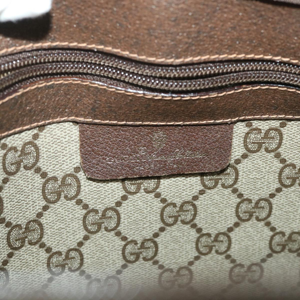 GUCCI GG Canvas Web Sherry Line Boston Bag PVC Leather Beige Green yk9187