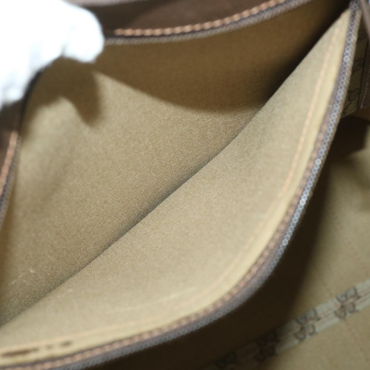 GUCCI GG Canvas Web Sherry Line Boston Bag PVC Leather Beige Green yk9187