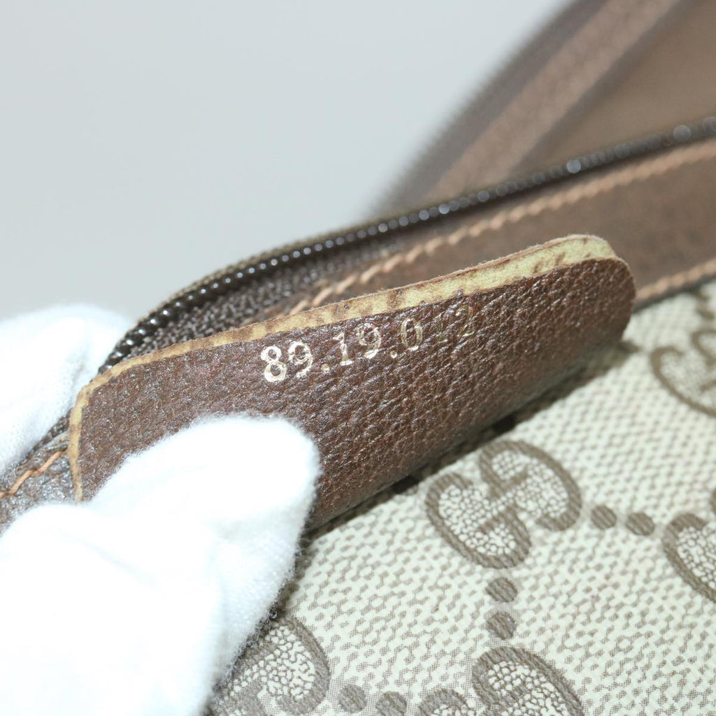 GUCCI GG Canvas Web Sherry Line Boston Bag PVC Leather Beige Green yk9187