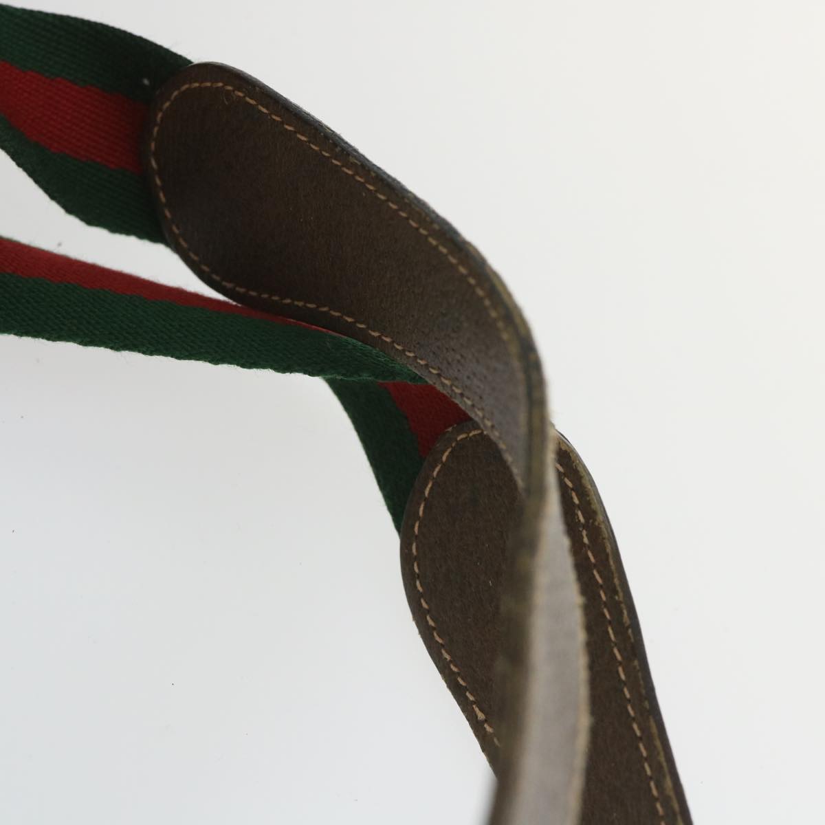 GUCCI GG Canvas Web Sherry Line Boston Bag PVC Leather Beige Green yk9187
