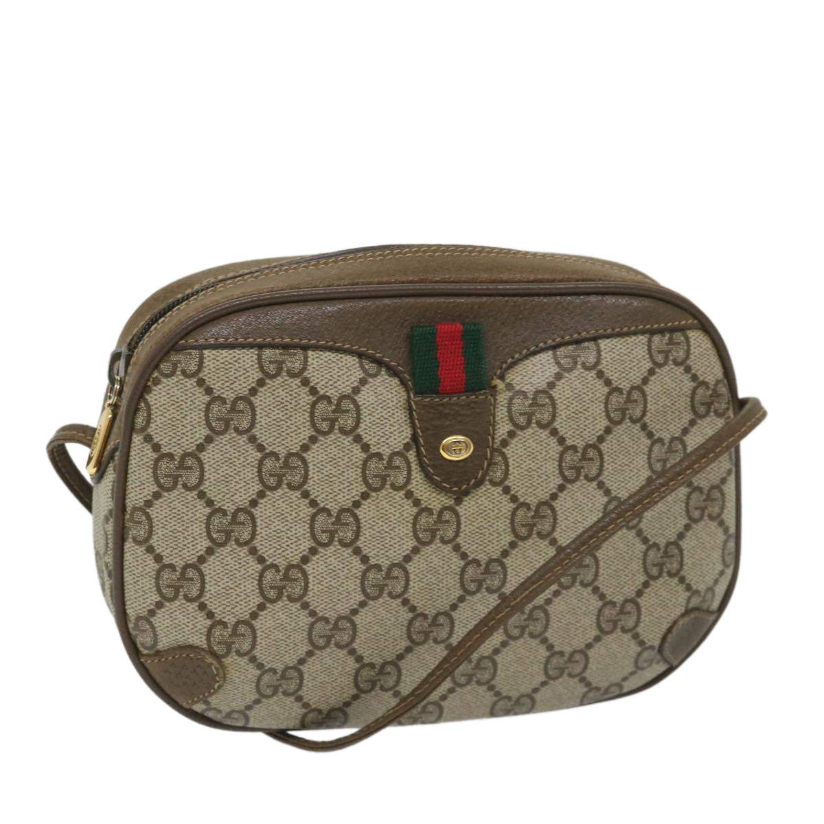 GUCCI GG Supreme Web Sherry Line Shoulder Bag Red Beige 89 02 066 yk9197