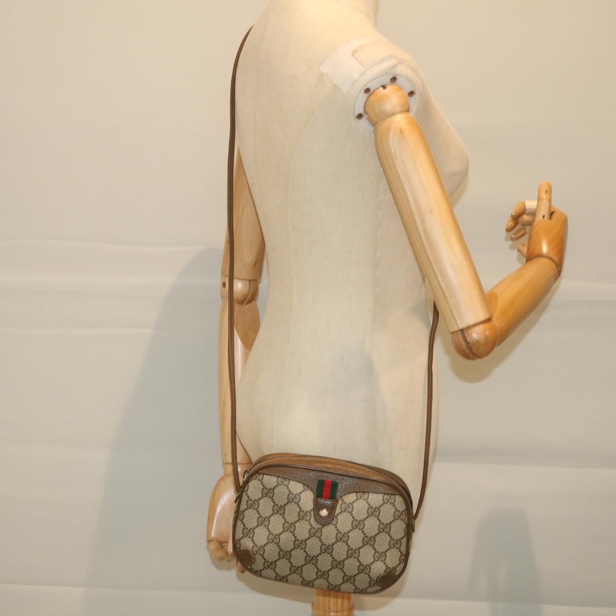 GUCCI GG Supreme Web Sherry Line Shoulder Bag Red Beige 89 02 066 yk9197