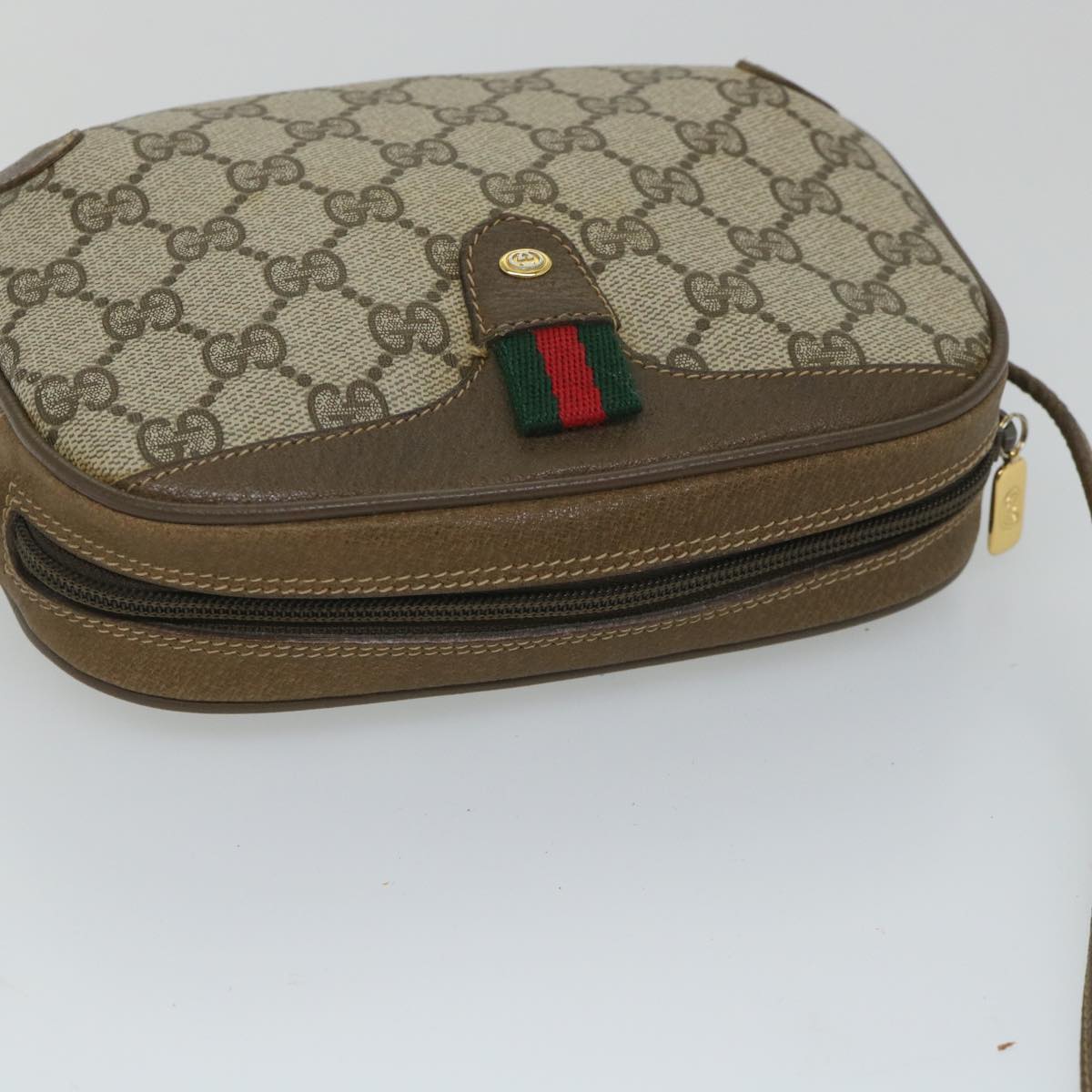 GUCCI GG Supreme Web Sherry Line Shoulder Bag Red Beige 89 02 066 yk9197