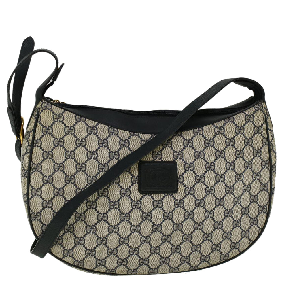 GUCCI GG Canvas Shoulder Bag PVC Leather Navy yk9202