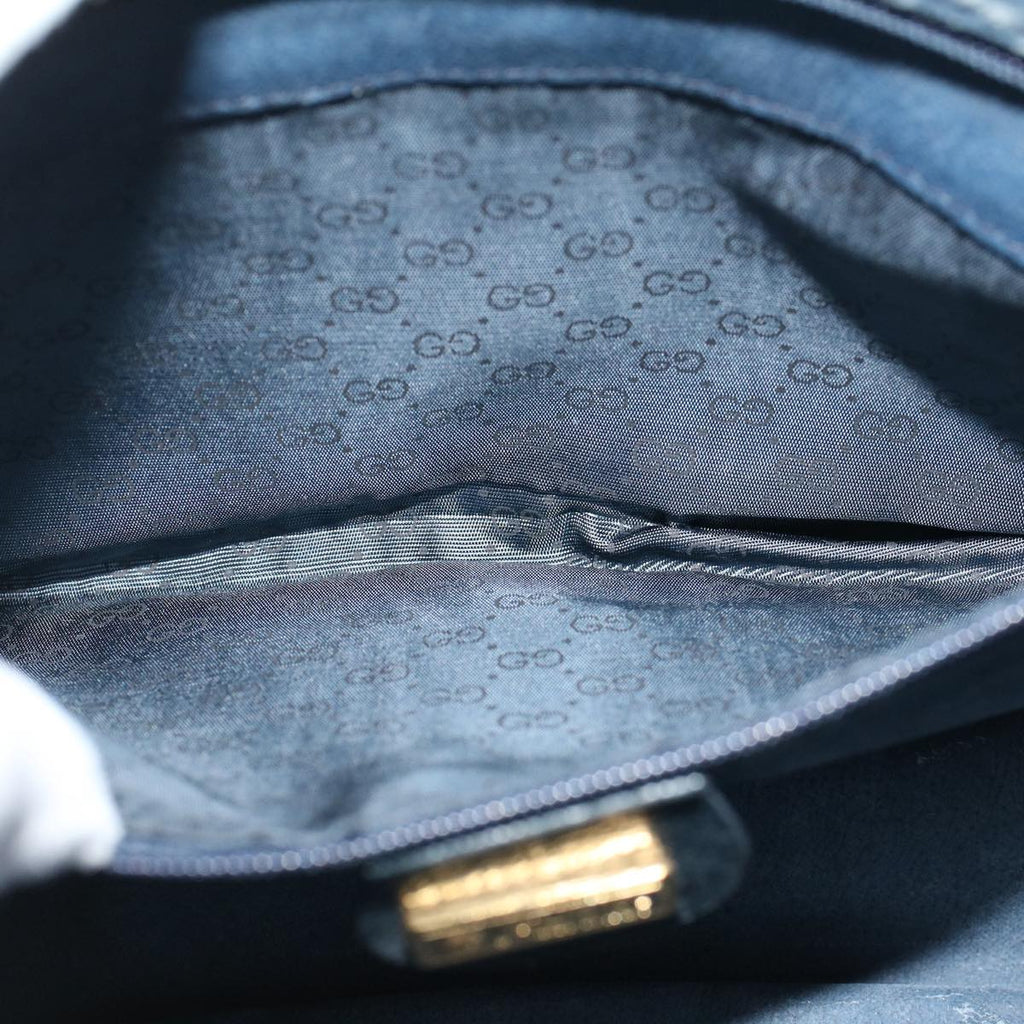 GUCCI GG Canvas Shoulder Bag PVC Leather Navy yk9202