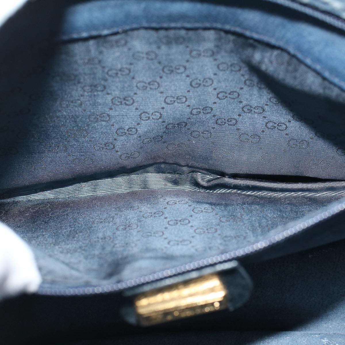 GUCCI GG Canvas Shoulder Bag PVC Leather Navy yk9202