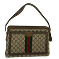 GUCCI GG Canvas Web Sherry Line Shoulder Bag PVC Leather Beige Green yk9207