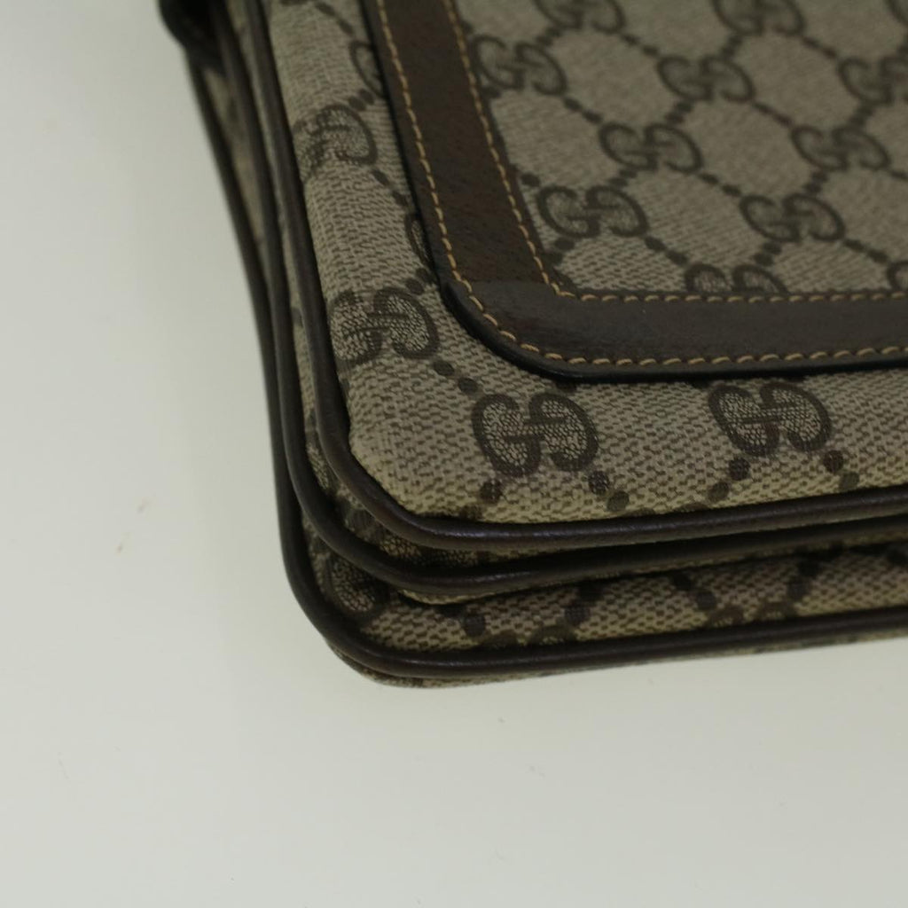 GUCCI GG Canvas Web Sherry Line Shoulder Bag PVC Leather Beige Green yk9207