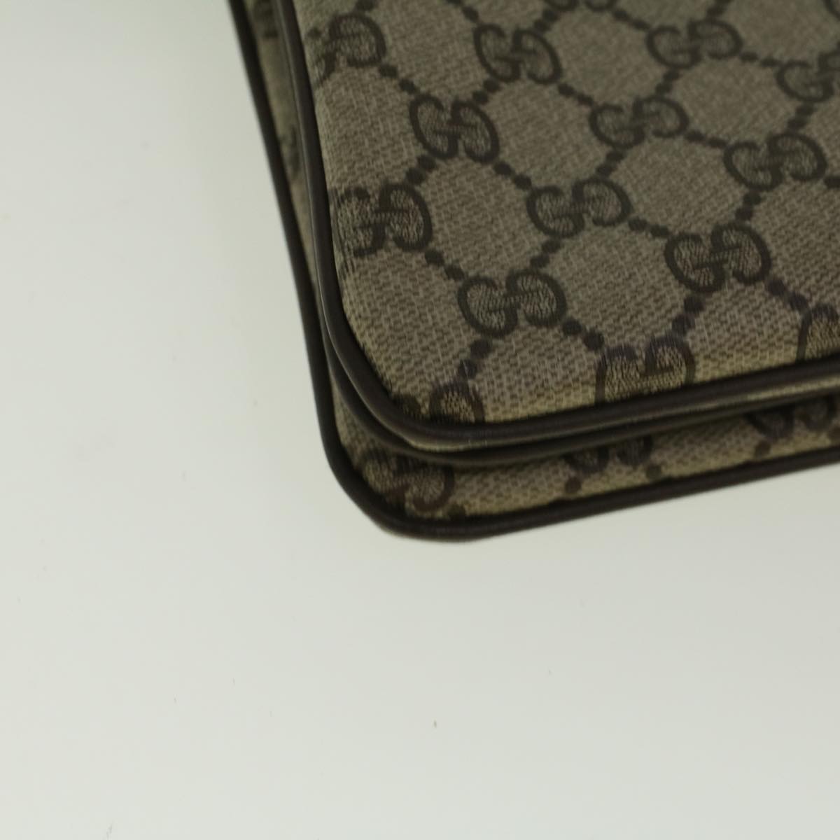 GUCCI GG Canvas Web Sherry Line Shoulder Bag PVC Leather Beige Green yk9207