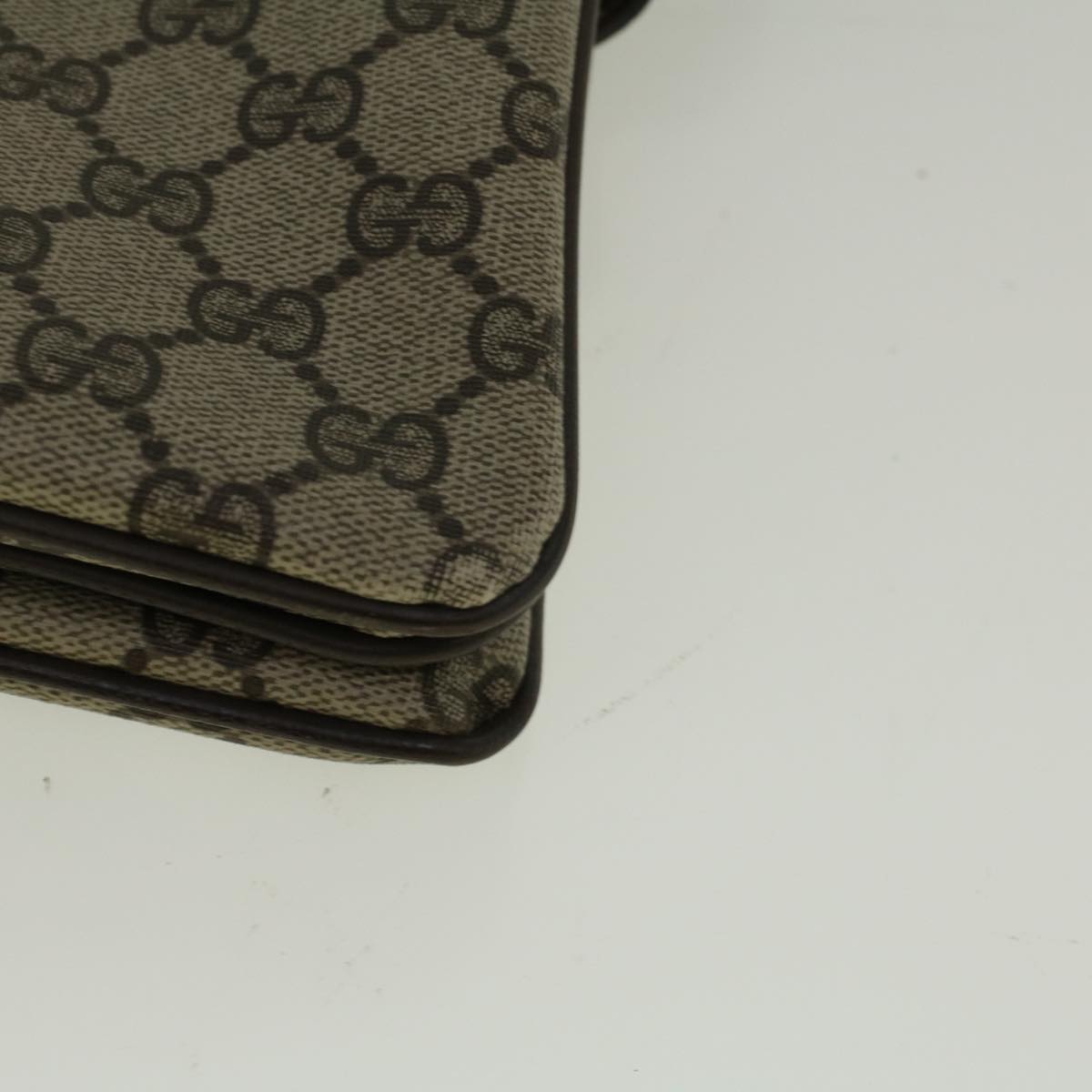 GUCCI GG Canvas Web Sherry Line Shoulder Bag PVC Leather Beige Green yk9207