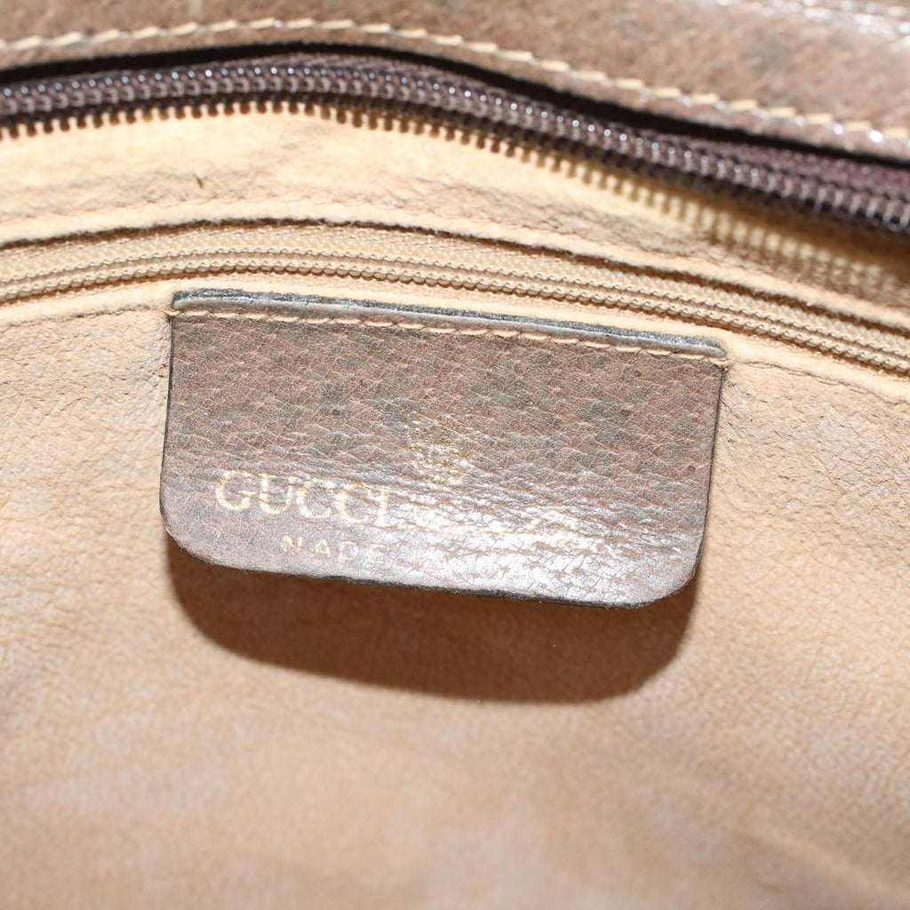 GUCCI GG Canvas Web Sherry Line Shoulder Bag PVC Leather Beige Green yk9207