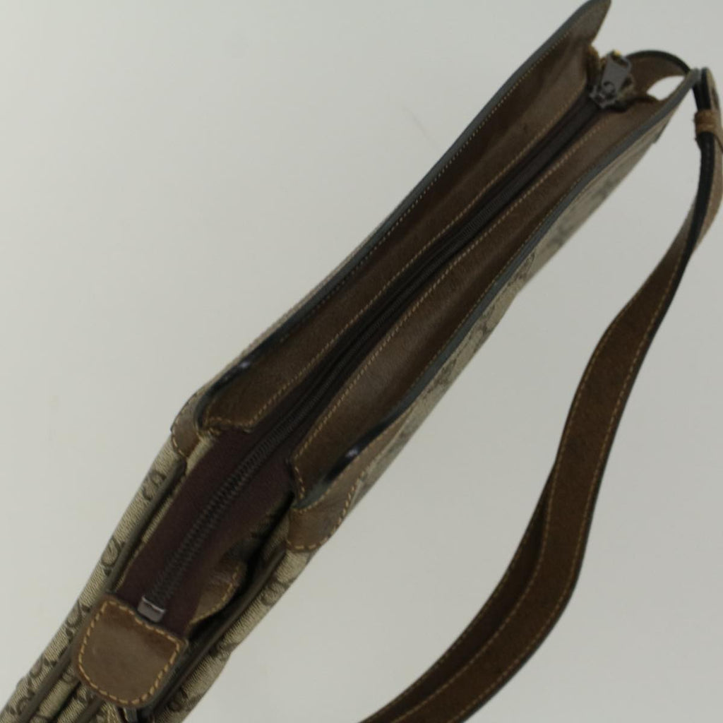 GUCCI GG Canvas Web Sherry Line Shoulder Bag PVC Leather Beige Green yk9207