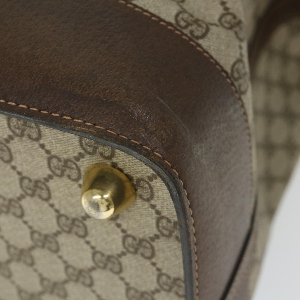 GUCCI GG Canvas Web Sherry Line Boston Bag PVC Leather Beige Green yk9209