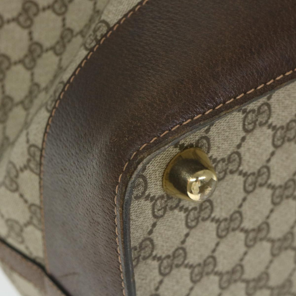 GUCCI GG Canvas Web Sherry Line Boston Bag PVC Leather Beige Green yk9209