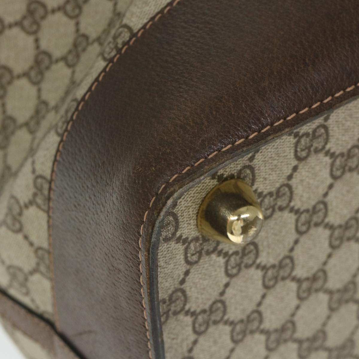 GUCCI GG Canvas Web Sherry Line Boston Bag PVC Leather Beige Green yk9209
