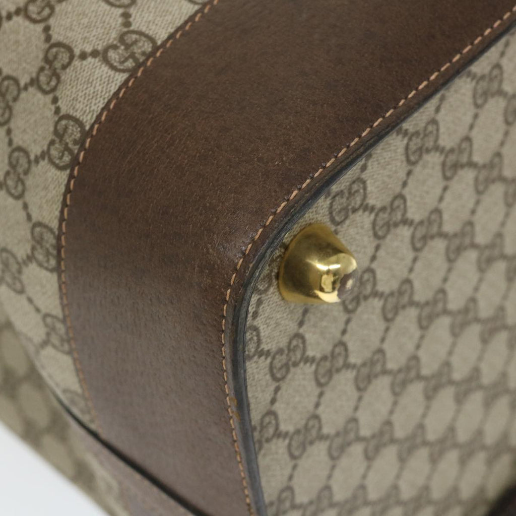 GUCCI GG Canvas Web Sherry Line Boston Bag PVC Leather Beige Green yk9209