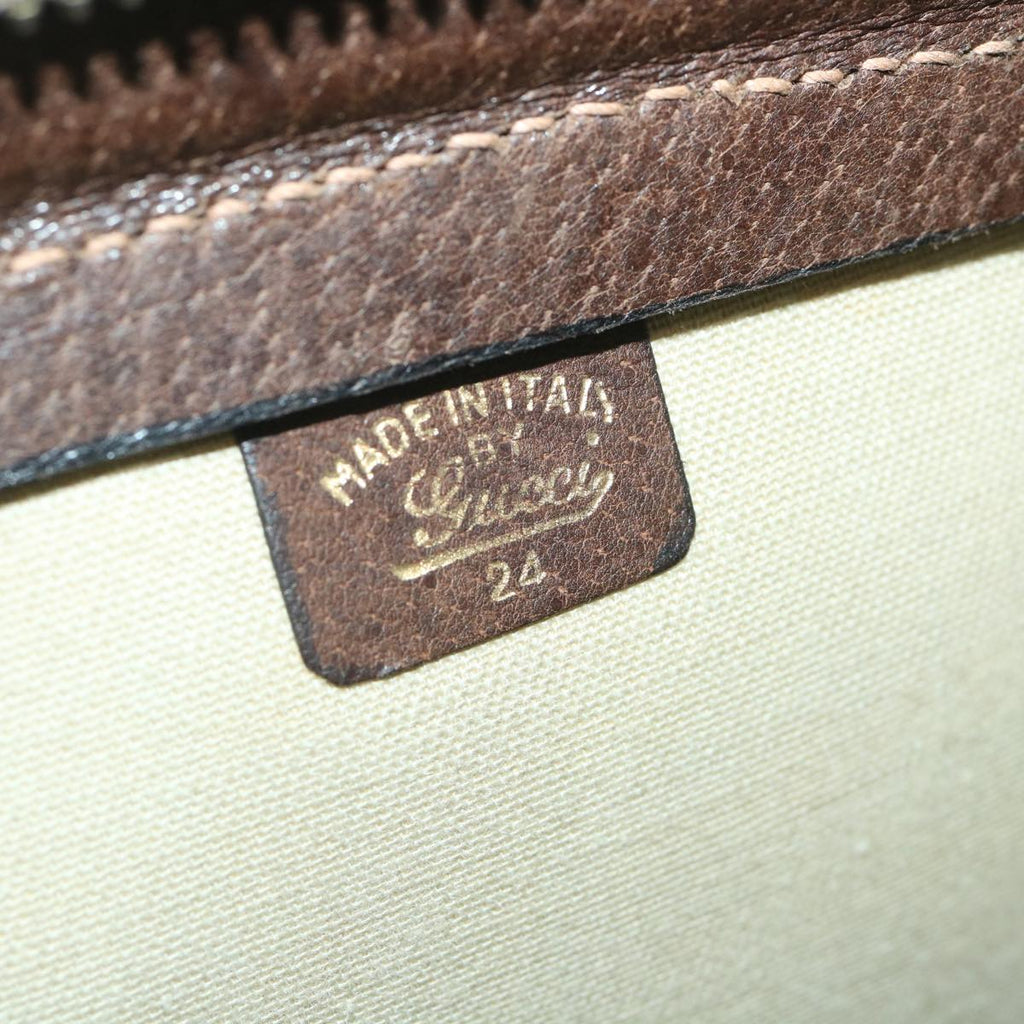 GUCCI GG Canvas Web Sherry Line Boston Bag PVC Leather Beige Green yk9209