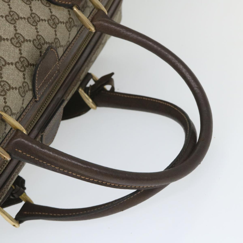 GUCCI GG Canvas Web Sherry Line Boston Bag PVC Leather Beige Green yk9209