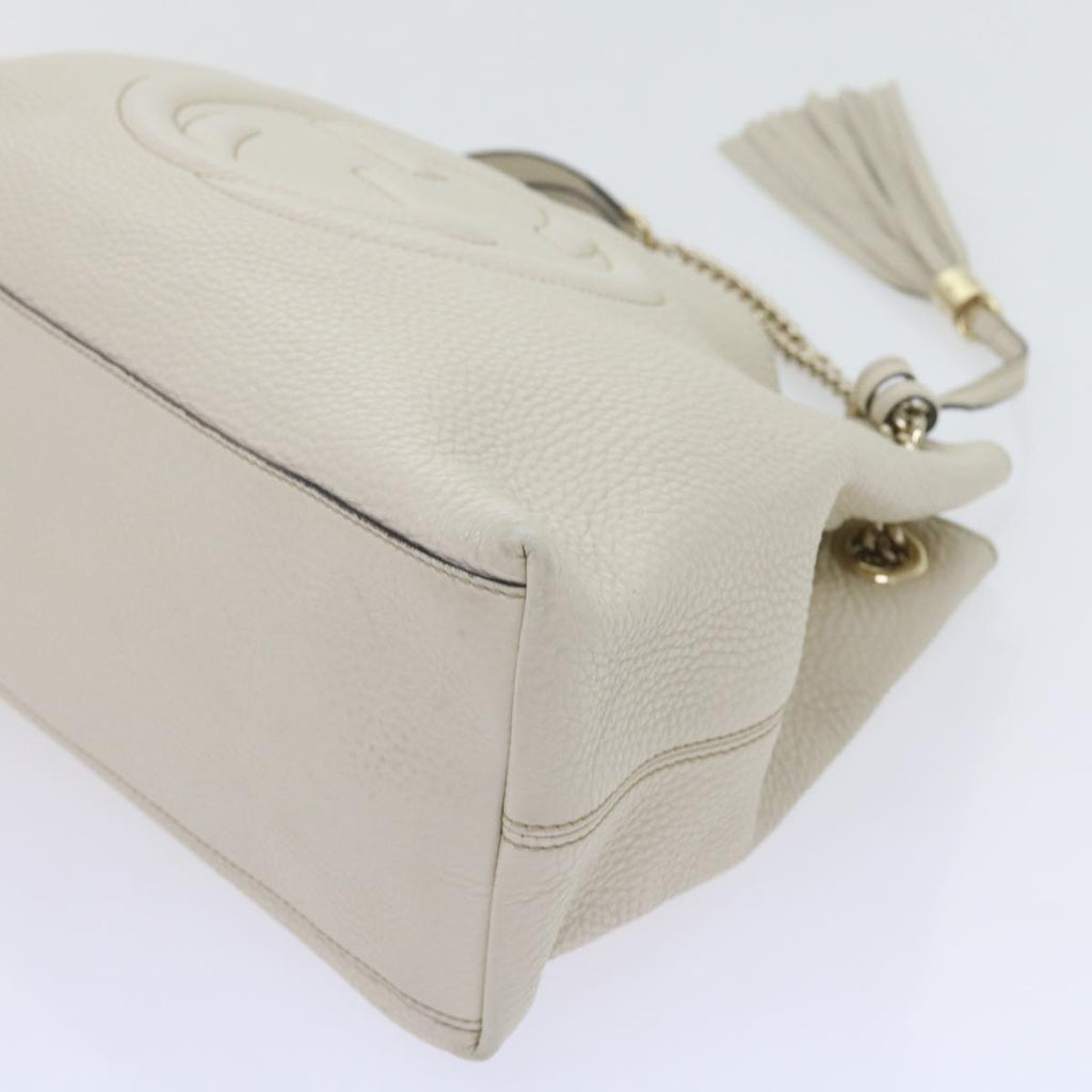 GUCCI Chain Soho Shoulder Bag Leather White 308982 yk9223