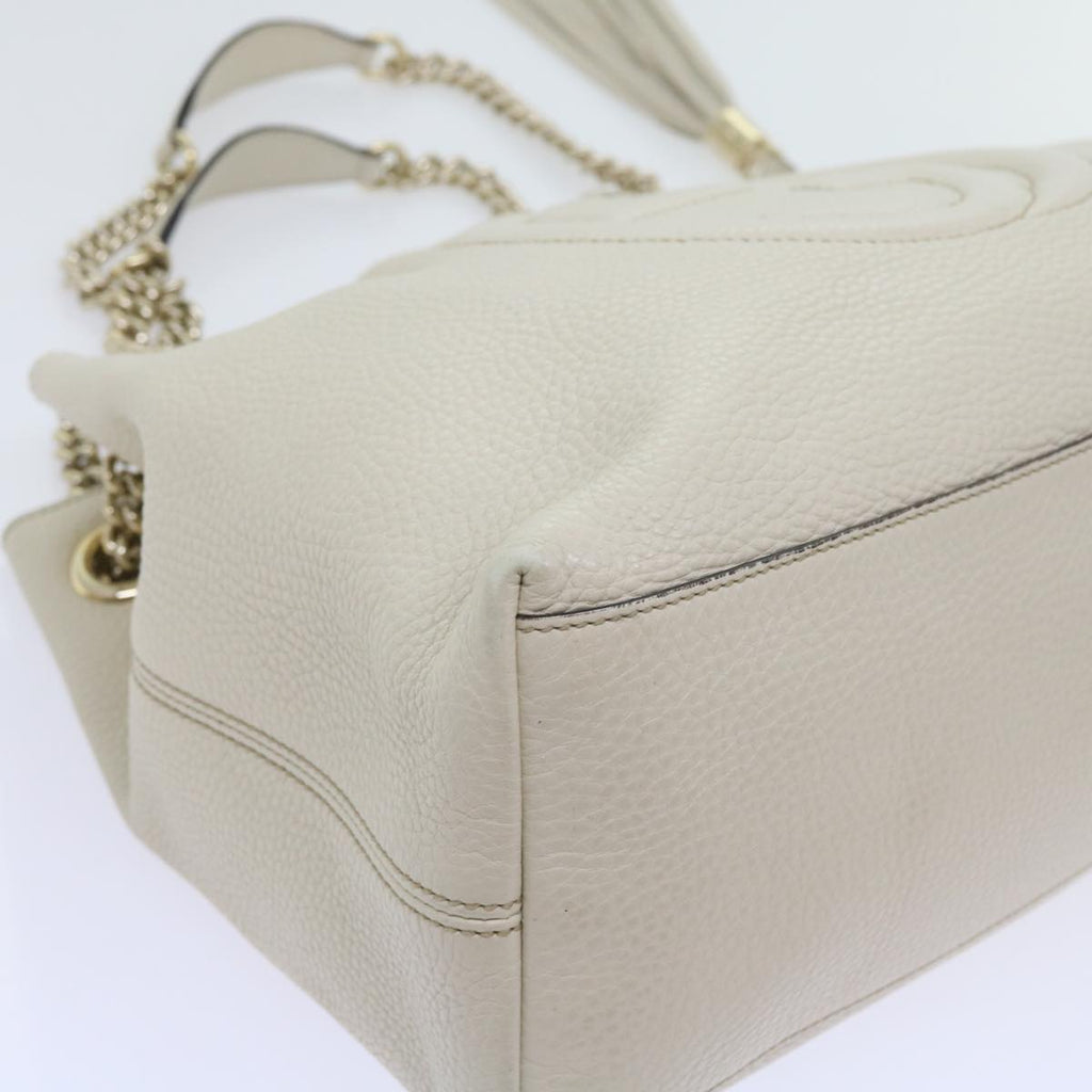 GUCCI Chain Soho Shoulder Bag Leather White 308982 yk9223