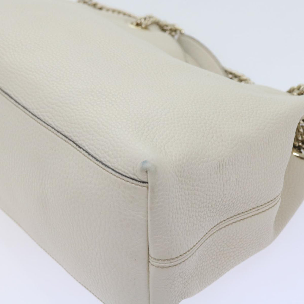 GUCCI Chain Soho Shoulder Bag Leather White 308982 yk9223
