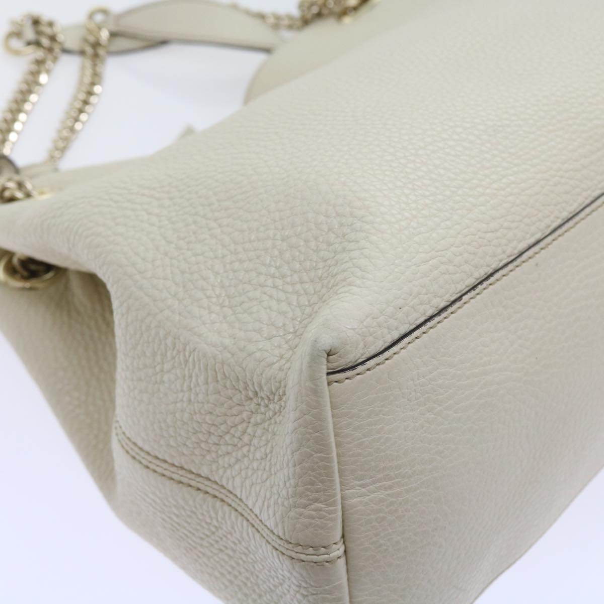 GUCCI Chain Soho Shoulder Bag Leather White 308982 yk9223