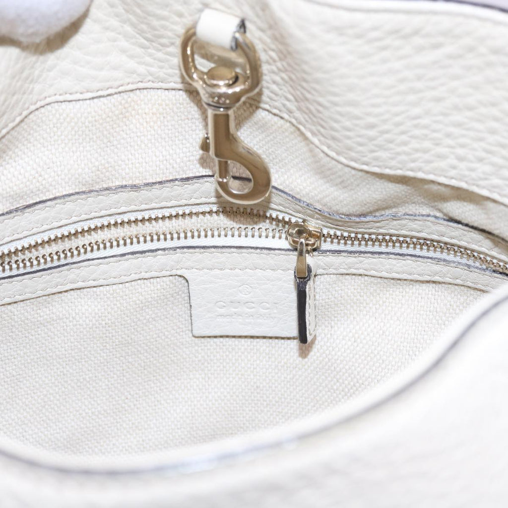 GUCCI Chain Soho Shoulder Bag Leather White 308982 yk9223