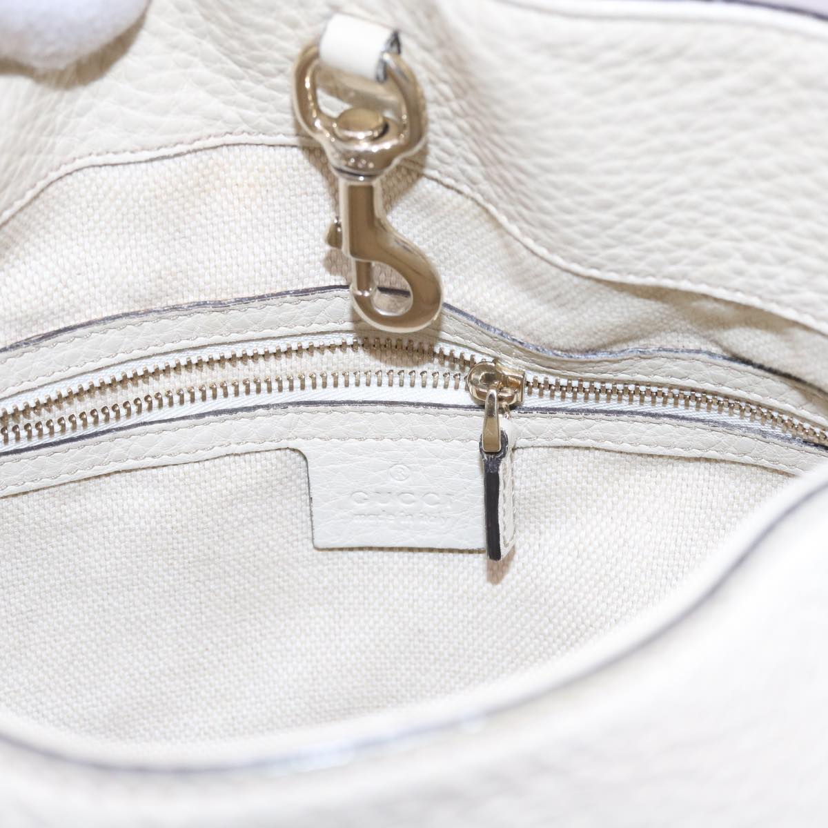 GUCCI Chain Soho Shoulder Bag Leather White 308982 yk9223