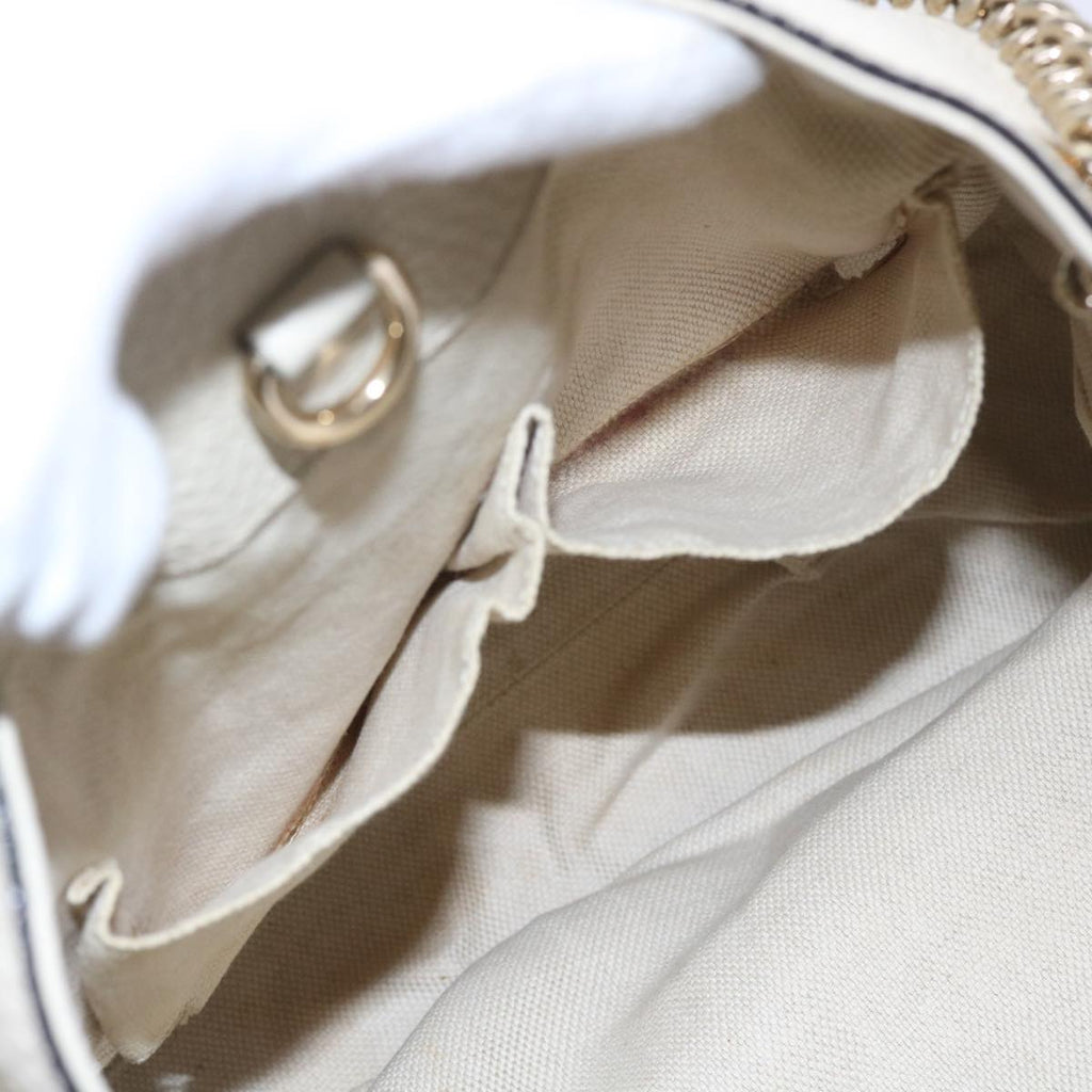 GUCCI Chain Soho Shoulder Bag Leather White 308982 yk9223
