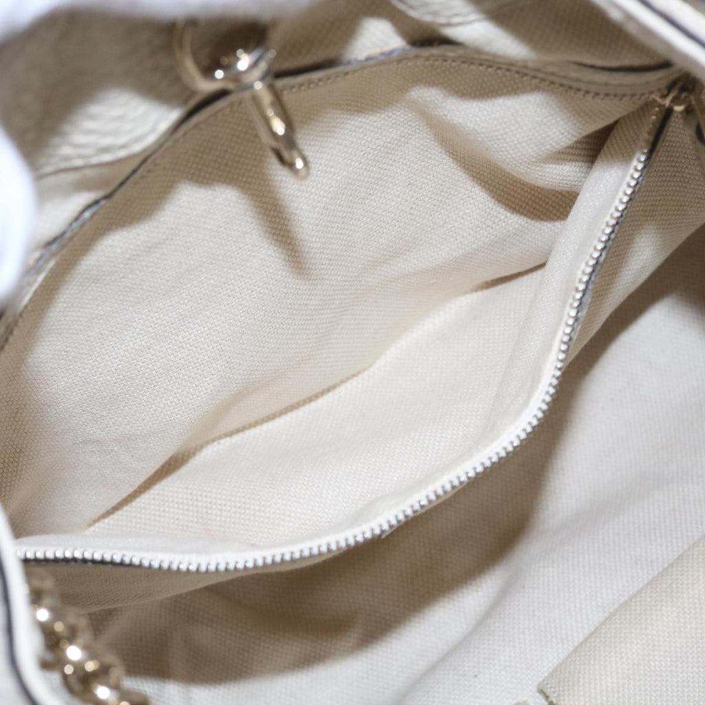 GUCCI Chain Soho Shoulder Bag Leather White 308982 yk9223