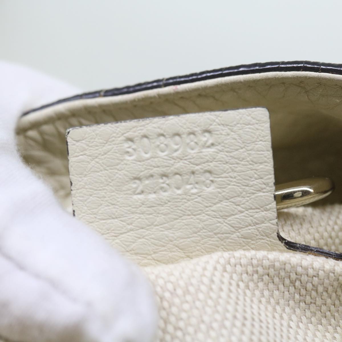 GUCCI Chain Soho Shoulder Bag Leather White 308982 yk9223