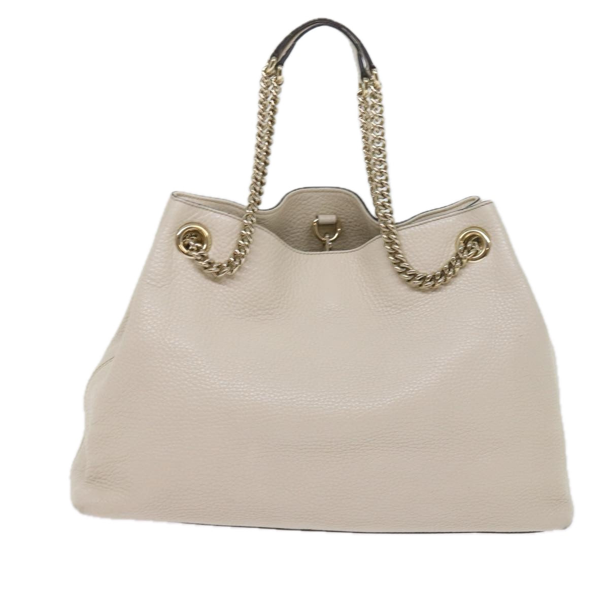 GUCCI Chain Soho Shoulder Bag Leather White 308982 yk9223