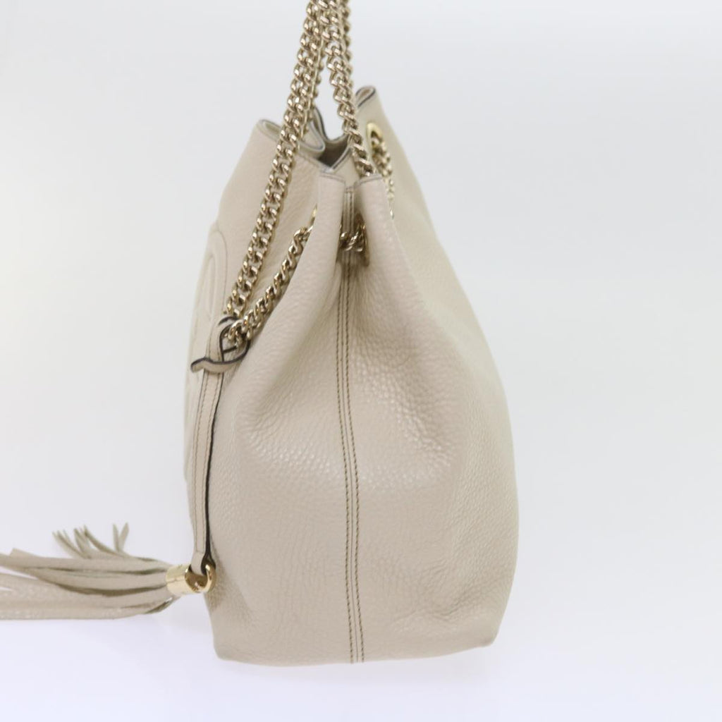 GUCCI Chain Soho Shoulder Bag Leather White 308982 yk9223