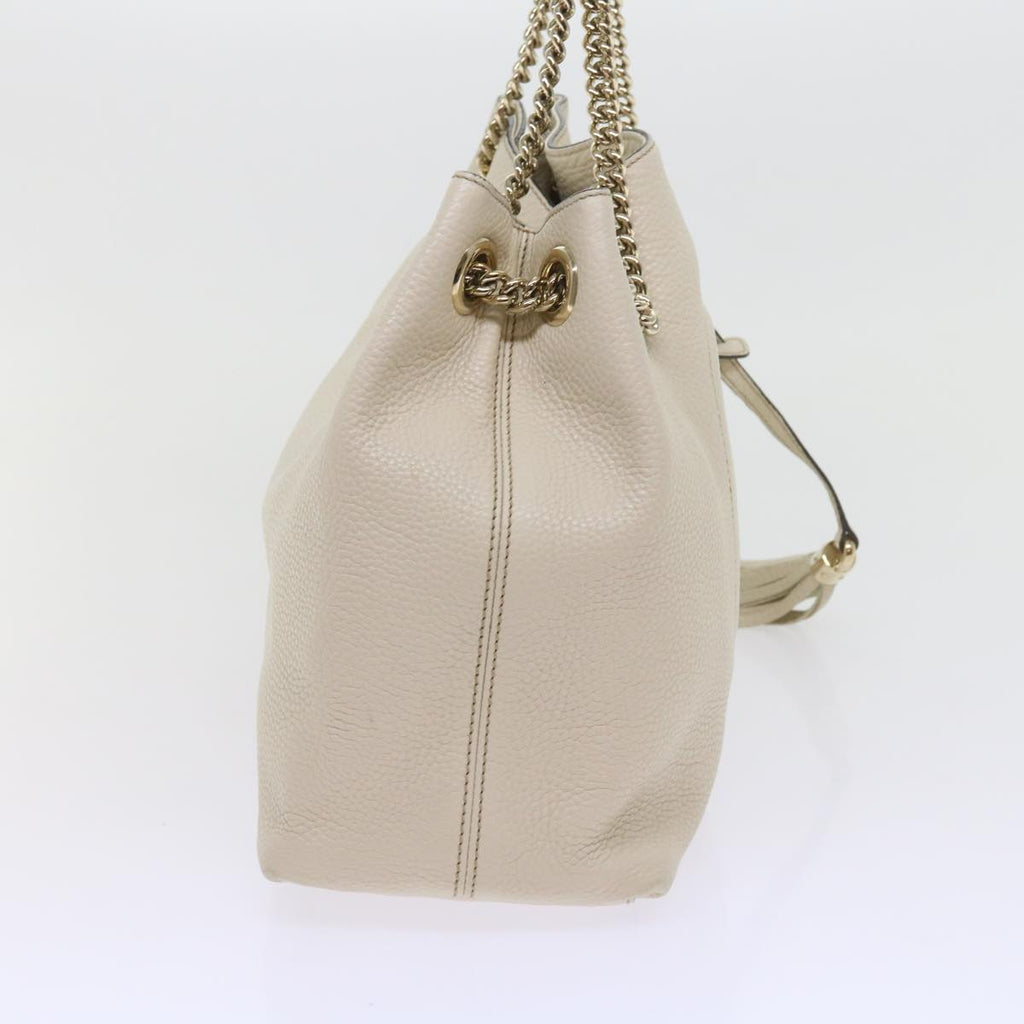 GUCCI Chain Soho Shoulder Bag Leather White 308982 yk9223
