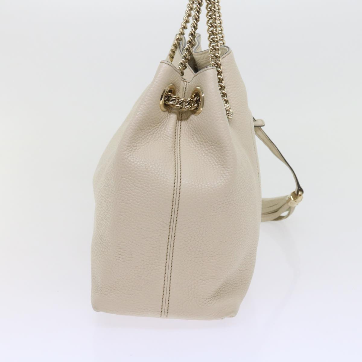 GUCCI Chain Soho Shoulder Bag Leather White 308982 yk9223