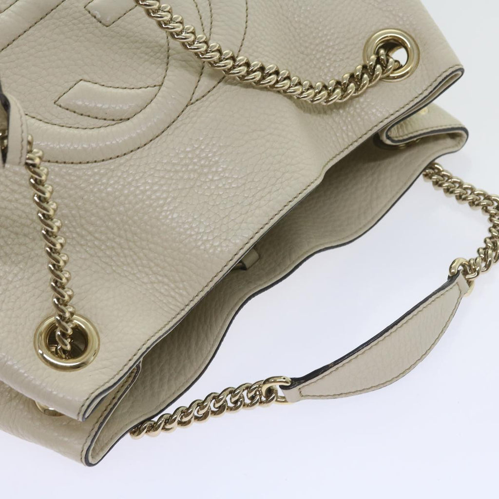 GUCCI Chain Soho Shoulder Bag Leather White 308982 yk9223