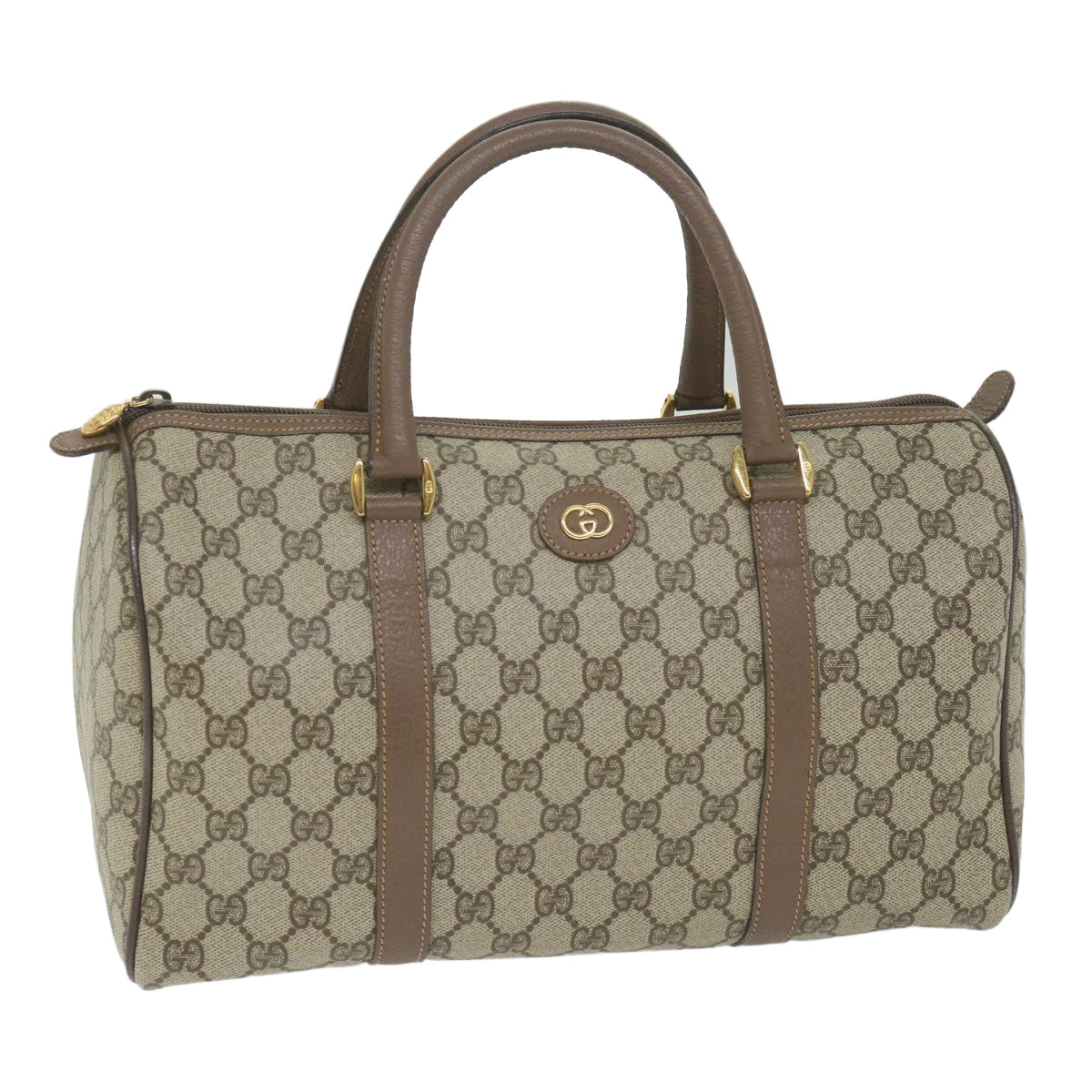 GUCCI GG Supreme Boston Bag PVC Leather Beige 002 123 6842 yk9238