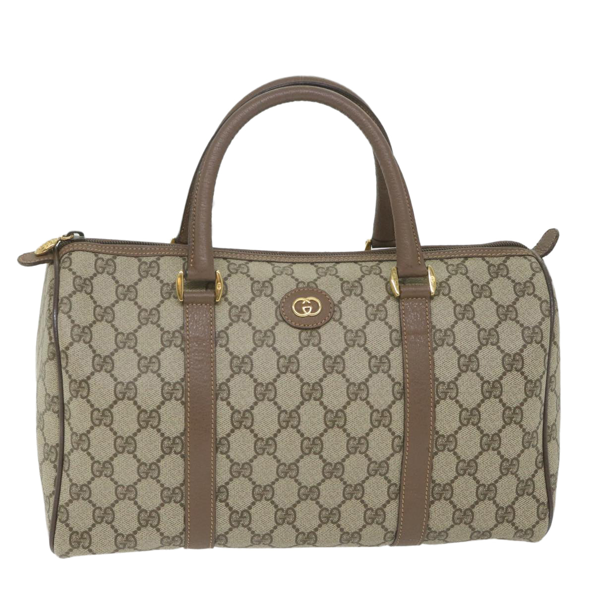 GUCCI GG Supreme Boston Bag PVC Leather Beige 002 123 6842 yk9238