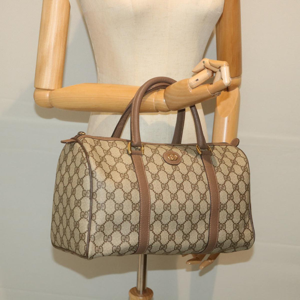 GUCCI GG Supreme Boston Bag PVC Leather Beige 002 123 6842 yk9238