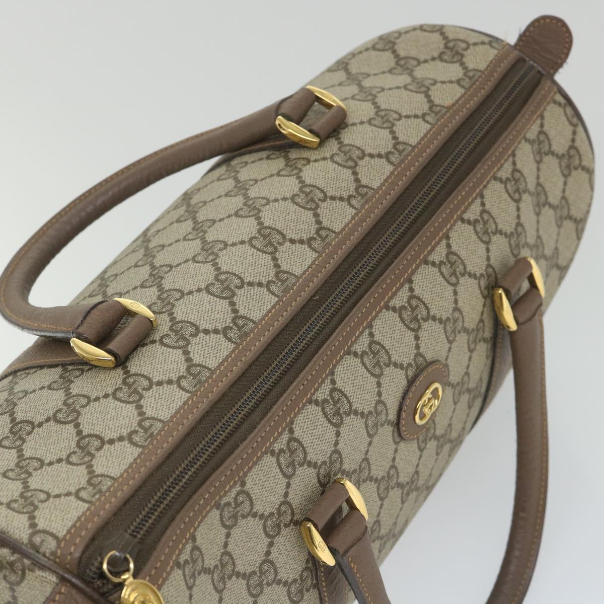 GUCCI GG Supreme Boston Bag PVC Leather Beige 002 123 6842 yk9238
